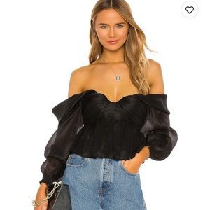 NWT House of Harlow 1960 X REVOLVE Burna Blouse in black size S